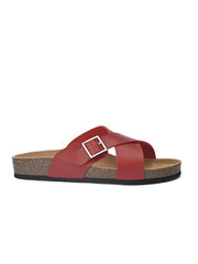 Women Red & Brown Comfort Sandals