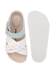 KIDS Open Toe Flats With Side Velcro WHITE 4501