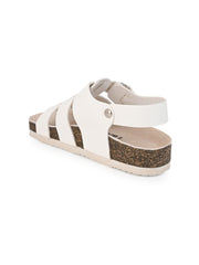 KIDS Open Toe Flats With Side Velcro WHITE