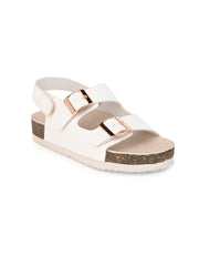 KIDS Open Toe Flats With Buckles WHITE 4502