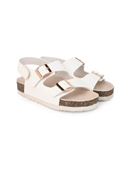 KIDS Open Toe Flats With Buckles WHITE 4502
