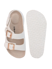 KIDS Open Toe Flats With Buckles WHITE 4502