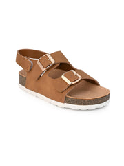 KIDS Open Toe Flats With Buckles TAN 4502