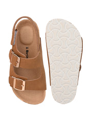 KIDS Open Toe Flats With Buckles TAN 4502