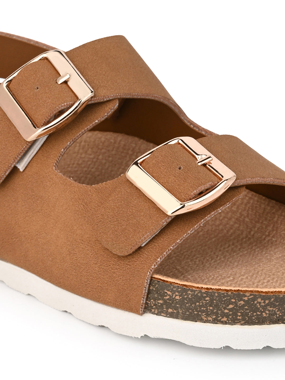 KIDS Open Toe Flats With Buckles TAN 4502