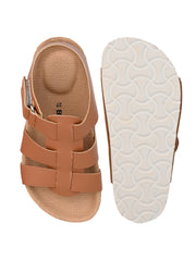 KIDS Open Toe Flats With Buckles TAN 4503