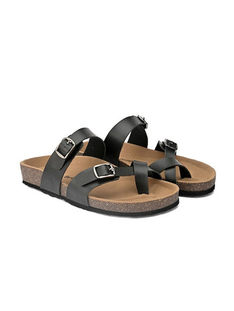 Women Black & Brown Comfort Sandals