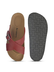 Women Red & Brown Comfort Sandals