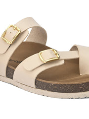 Women Off White One Toe Flats with Buckles 5405