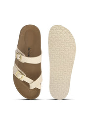 Women Off White One Toe Flats with Buckles 5405