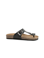 Women Black T-Strap Flats