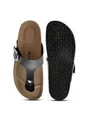 Women Black T-Strap Flats