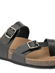 Women Black & Brown Comfort Sandals