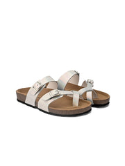 Women Silver-Toned & Brown Comfort Sandals
