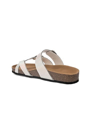 Women Silver-Toned & Brown Comfort Sandals