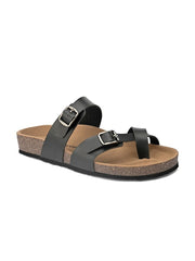 Women Black & Brown Comfort Sandals