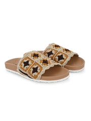 Women Floral Crochet Tape Sliders