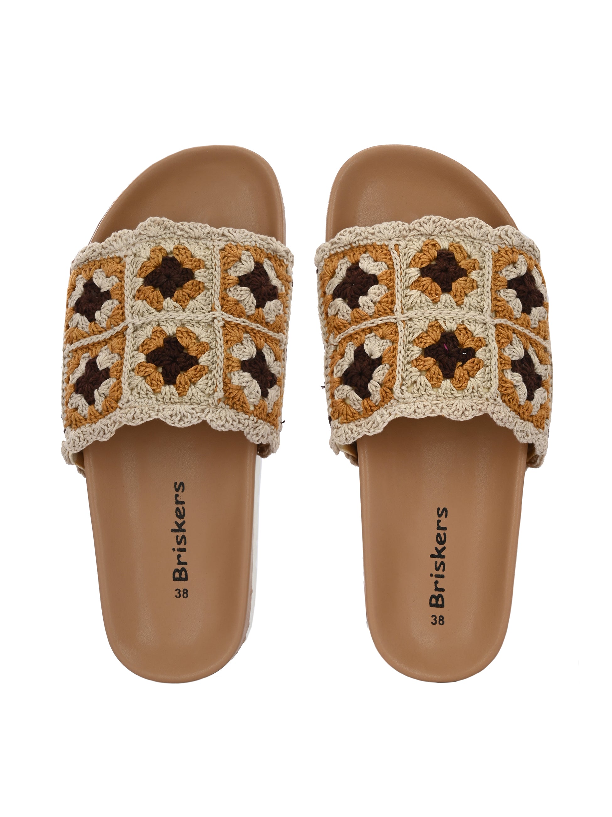 Women Floral Crochet Tape Sliders