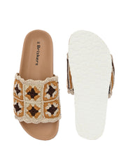 Women Floral Crochet Tape Sliders