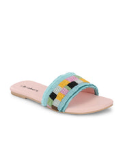 Women Floral Crochet Tape Sliders