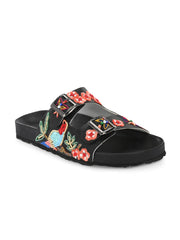 Women Floral Hand Embroided  Sliders