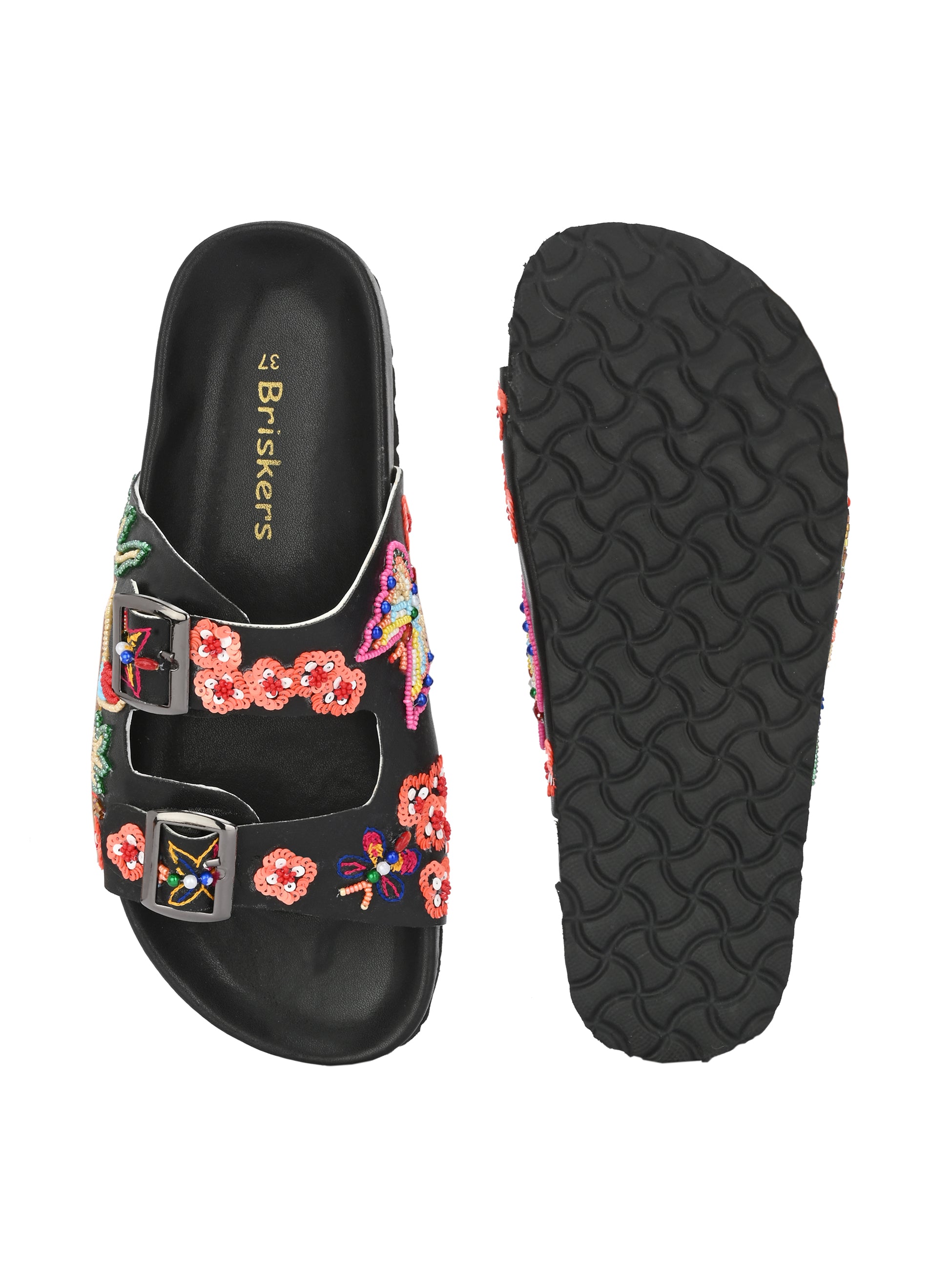 Women Floral Hand Embroided  Sliders