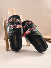 Women Floral Hand Embroided  Sliders