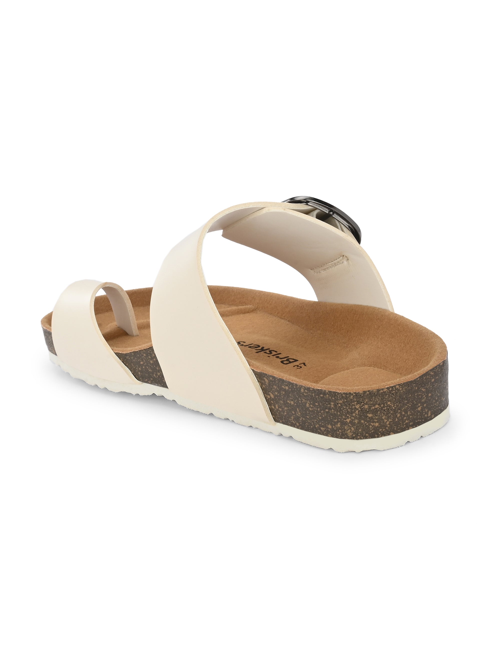Women White Single  Strap Sliders