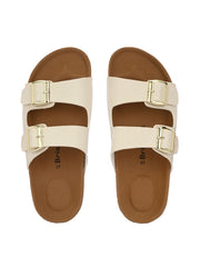 Women White Double Strap Sliders