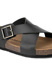 Women Black Open Toe Flats