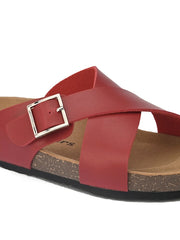 Women Red & Brown Comfort Sandals