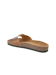 Women Copper-Toned Open Toe Flats with Buckles