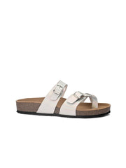 Women Silver-Toned & Brown Comfort Sandals