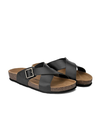 Women Black Open Toe Flats